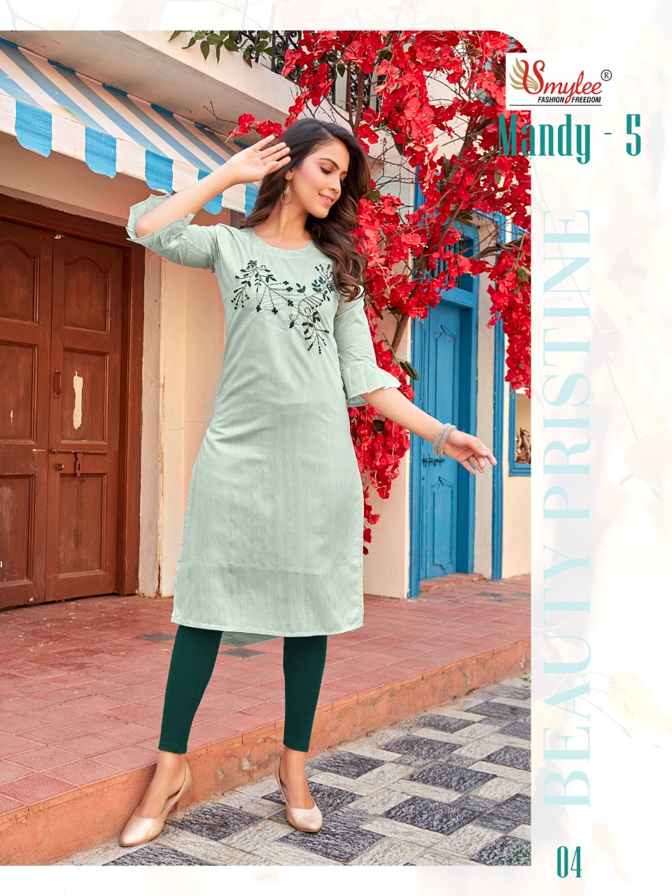 Smylee Fashion Mandy Vol 5 Modal Silk With Fancy Work Kurtis Wholesaler Surat