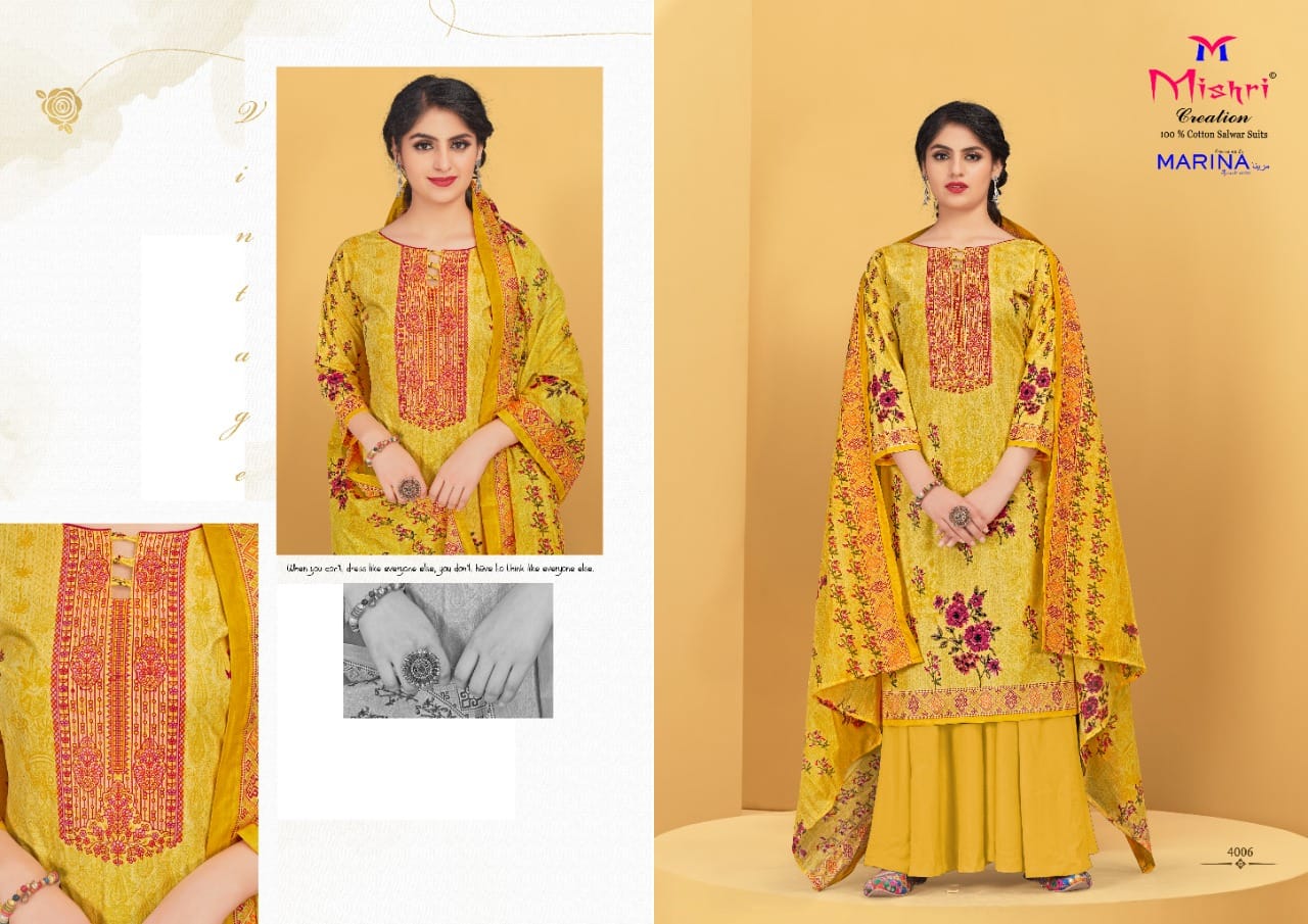 Mishri Creation Marina Vol 4 Cotton Fancy Print Suits Wholesaler Surat