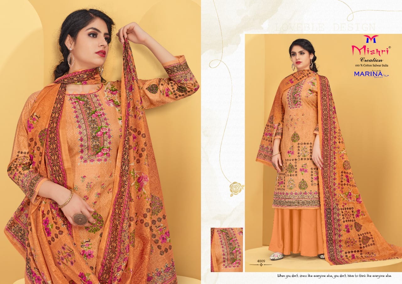 Mishri Creation Marina Vol 4 Cotton Fancy Print Suits Wholesaler Surat