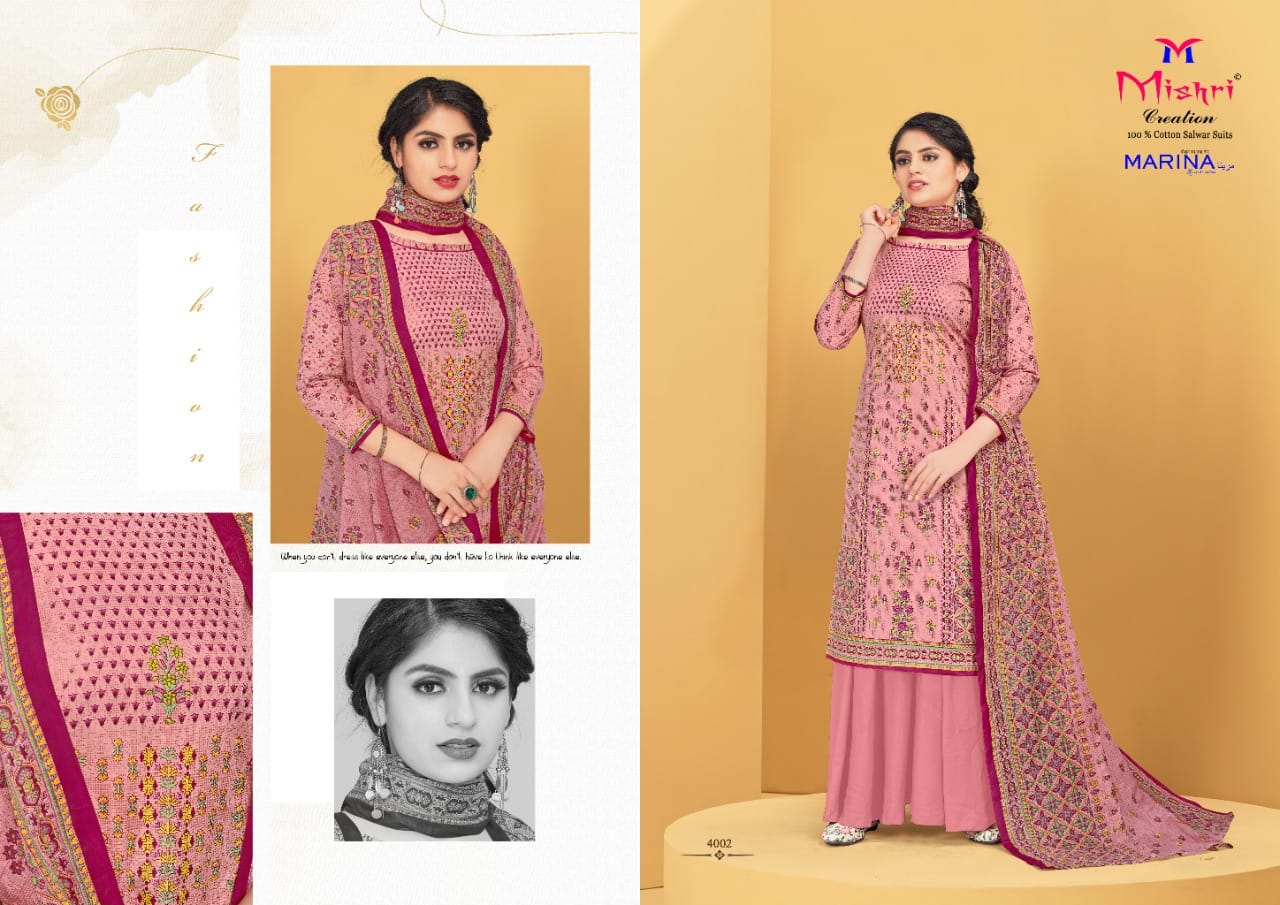 Mishri Creation Marina Vol 4 Cotton Fancy Print Suits Wholesaler Surat