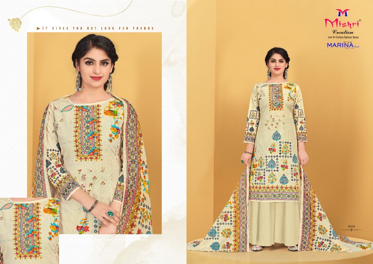 Mishri Creation Marina Vol 4 Cotton Fancy Print Suits Wholesaler Surat