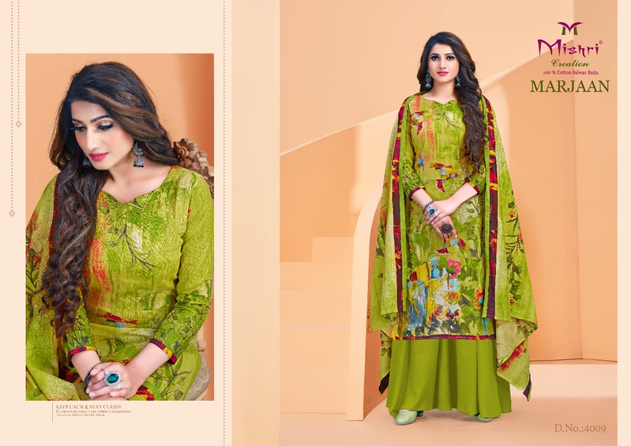 Mishri Creation Marjaan Vol 4 Cotton Digital Style Printed Suits Wholesaler Surat
