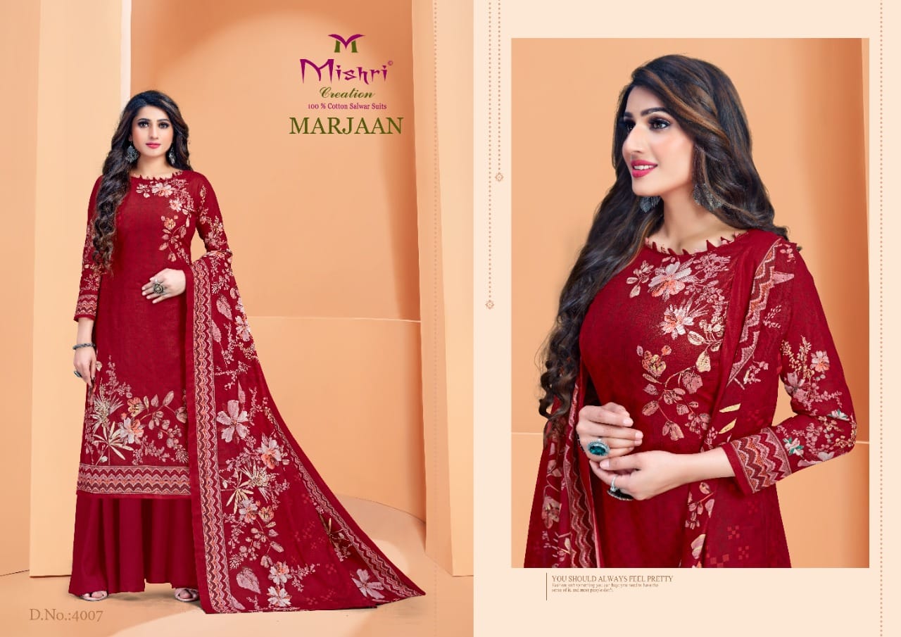 Mishri Creation Marjaan Vol 4 Cotton Digital Style Printed Suits Wholesaler Surat
