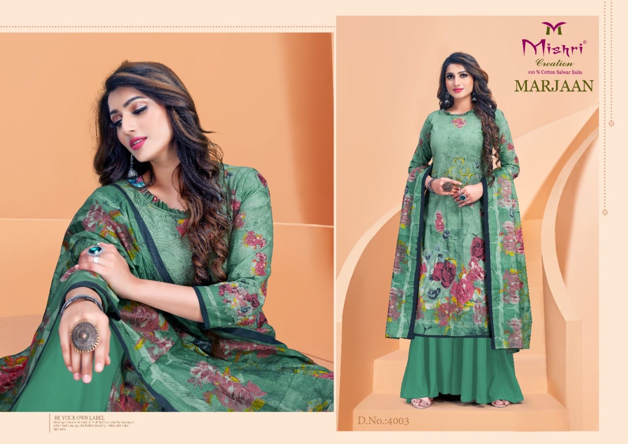 Mishri Creation Marjaan Vol 4 Cotton Digital Style Printed Suits Wholesaler Surat