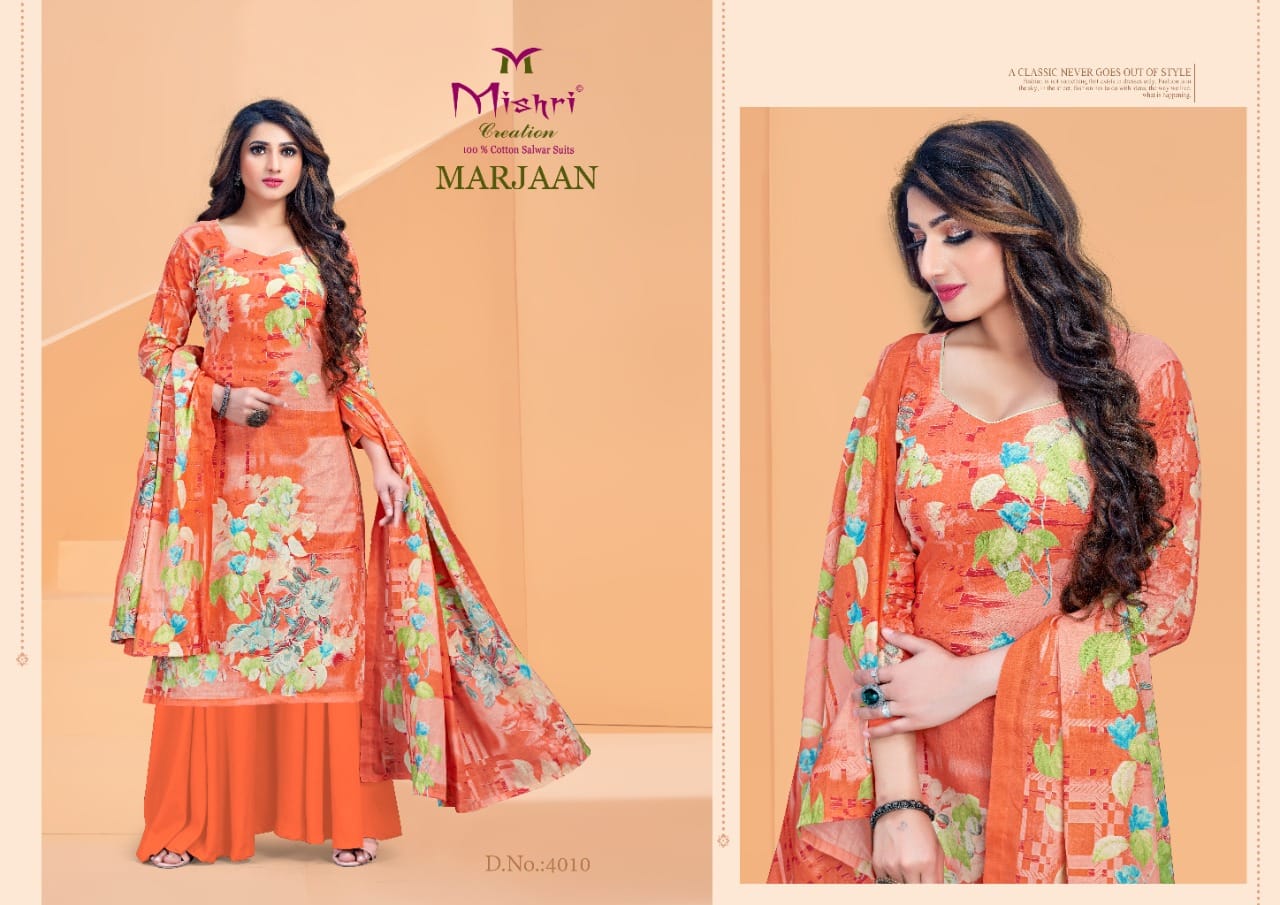 Mishri Creation Marjaan Vol 4 Cotton Digital Style Printed Suits Wholesaler Surat