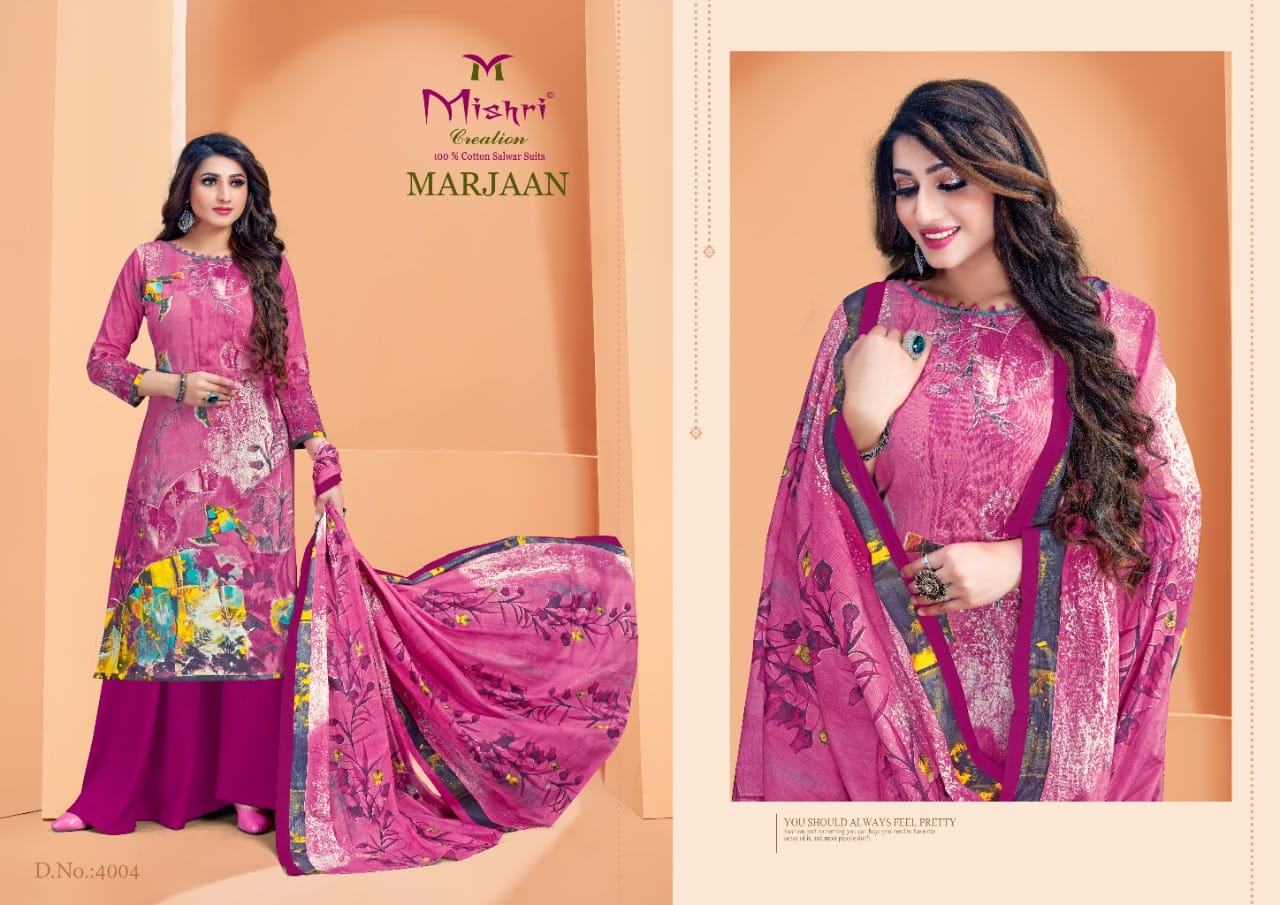 Mishri Creation Marjaan Vol 4 Cotton Digital Style Printed Suits Wholesaler Surat
