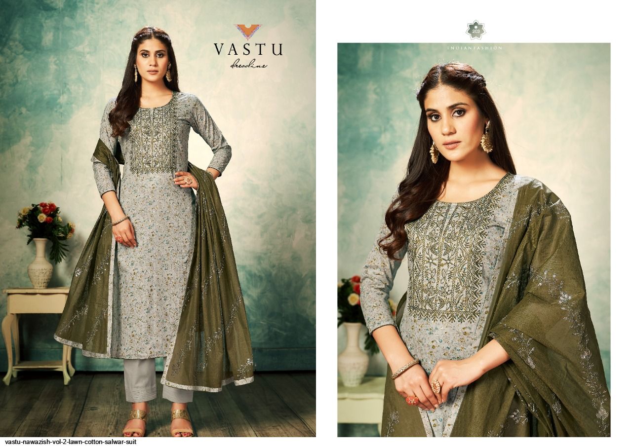Vastu Nawazish Vol 2 Lawn Cotton Embroiderey Designer Suits Wholesaler Surat