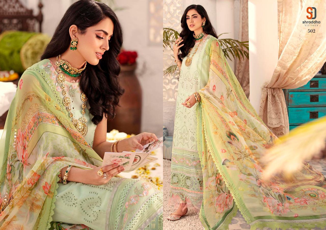 Shraddha Designer Noor Vol 5 Pure Cambric Cotton With Heavy Chicken Embroidery Work Salwar Kameez Wholesale Dealer Surat
