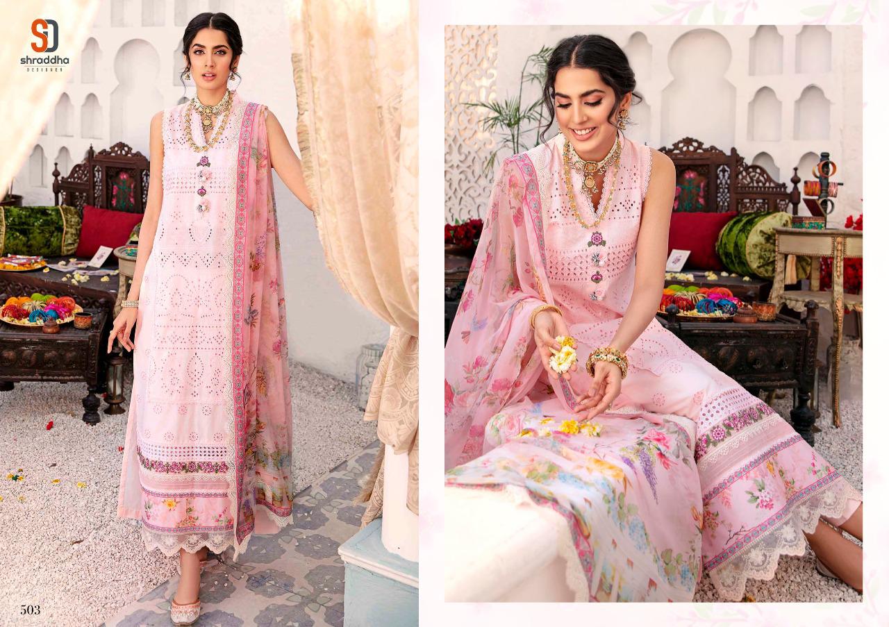 Shraddha Designer Noor Vol 5 Pure Cambric Cotton With Heavy Chicken Embroidery Work Salwar Kameez Wholesale Dealer Surat