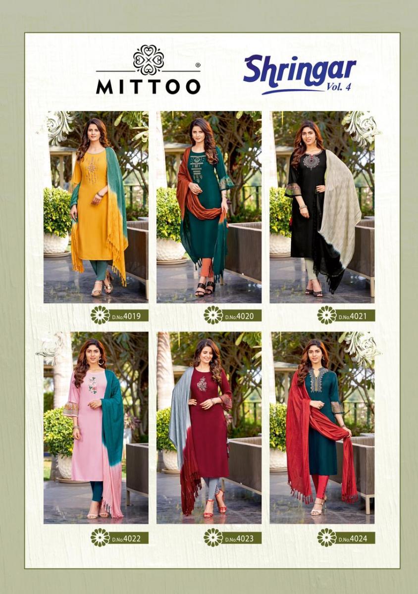 Mittoo Shringar Vol 4 Rayon Viscose Fancy Designer Kurti Combo Set Wholesaler Surat