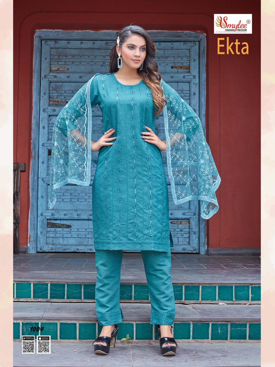 Smylee Fashion Ekta Rayon With Embroidery Designer Kurti Combo Set Wholesaler Surat