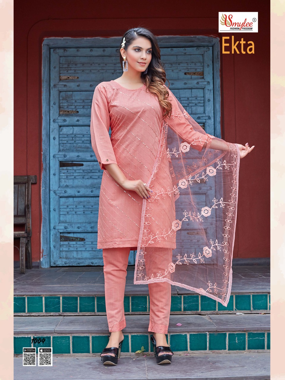 Smylee Fashion Ekta Rayon With Embroidery Designer Kurti Combo Set Wholesaler Surat