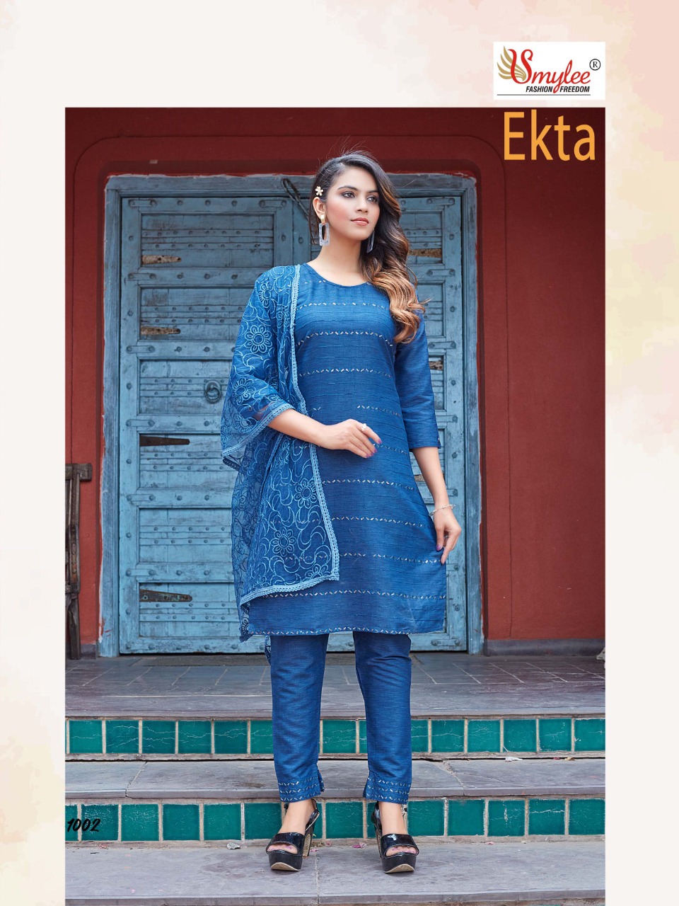 Smylee Fashion Ekta Rayon With Embroidery Designer Kurti Combo Set Wholesaler Surat