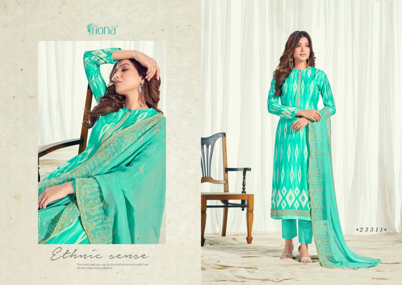 Fiona Lamhaa Muslin Digital Printed With Embroidery Designer Salwar Suits Wholesaler Surat