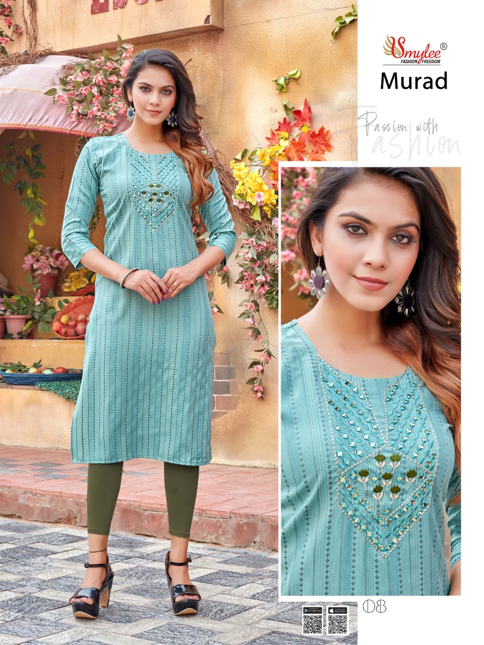 Smylee Fashion Murad Rayon Fancy Designer Kurtis Wholesaler Surat
