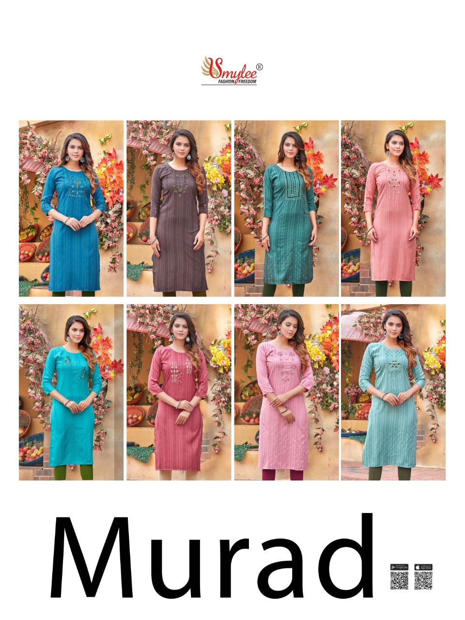 Smylee Fashion Murad Rayon Fancy Designer Kurtis Wholesaler Surat