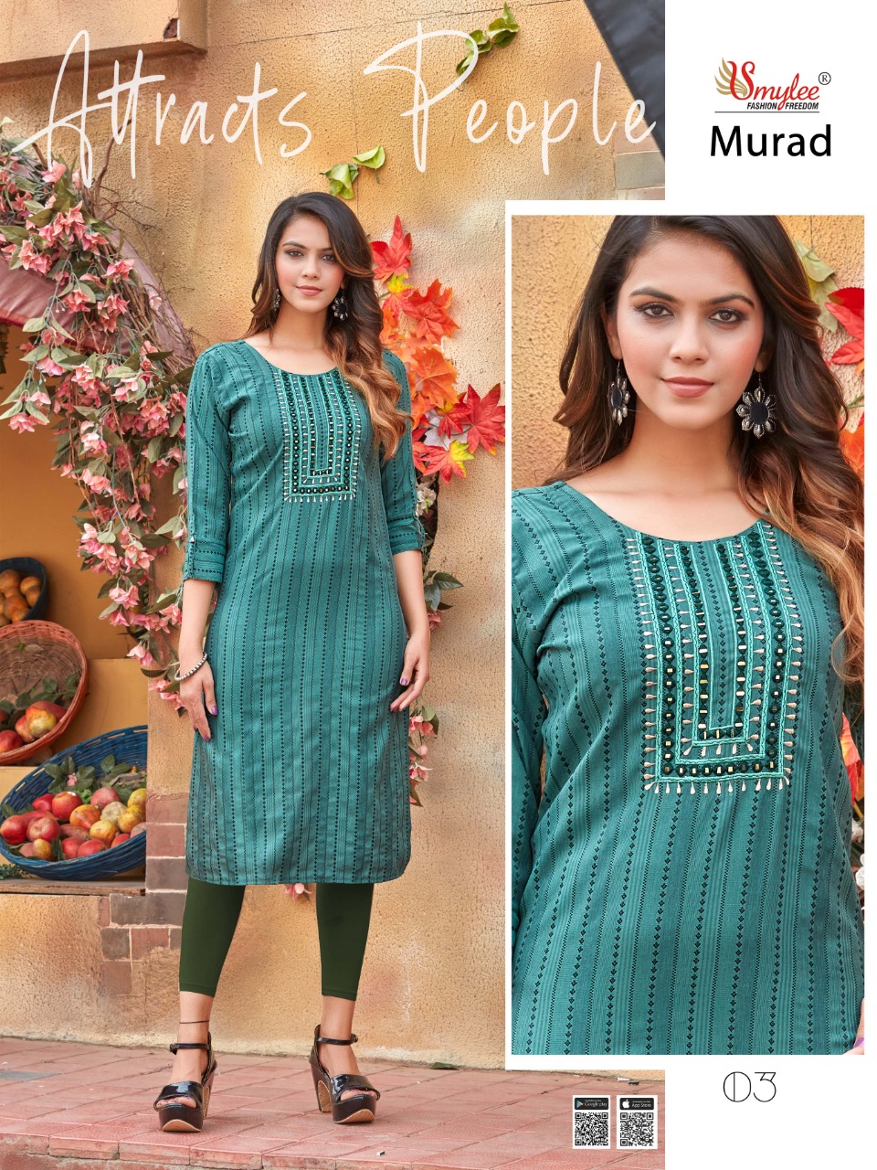 Smylee Fashion Murad Rayon Fancy Designer Kurtis Wholesaler Surat