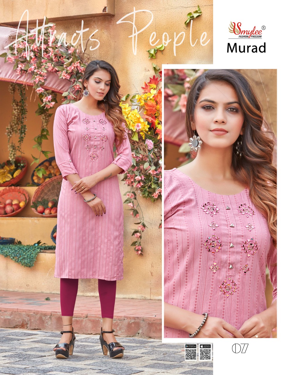 Smylee Fashion Murad Rayon Fancy Designer Kurtis Wholesaler Surat