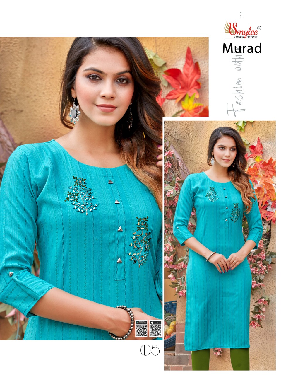 Smylee Fashion Murad Rayon Fancy Designer Kurtis Wholesaler Surat