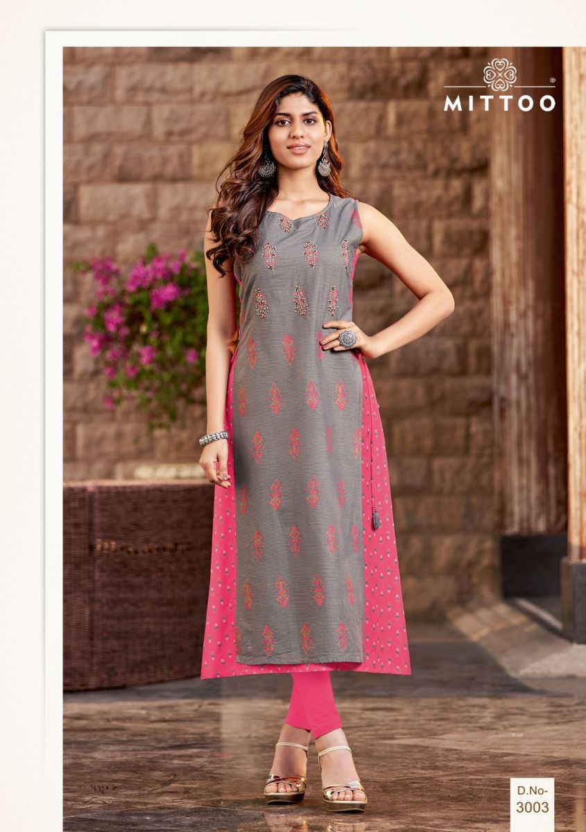Mittoo Nandani Rayon Prints With Fancy Embroiderey Kurtis Wholesaler Surat
