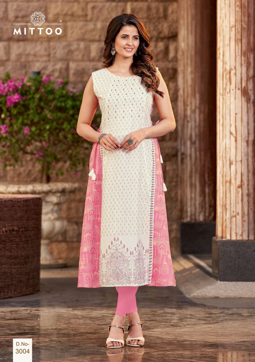 Mittoo Nandani Rayon Prints With Fancy Embroiderey Kurtis Wholesaler Surat