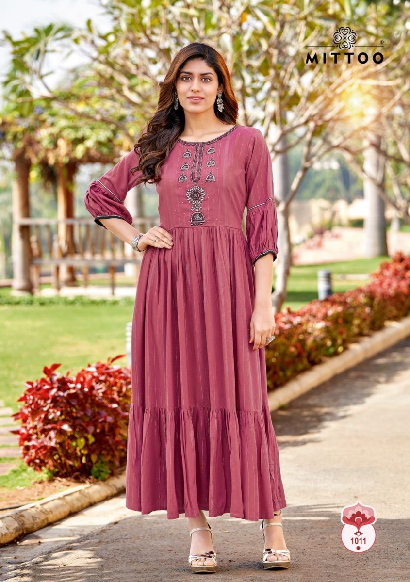 Mittoo Pakhi Rayon Fancy Embroidery Designer Kurtis Wholesaler Surat