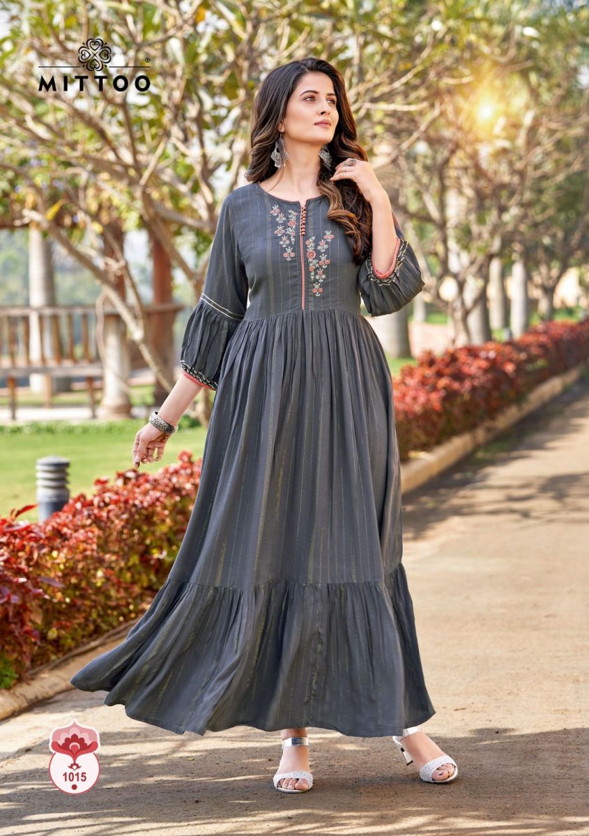 Mittoo Pakhi Rayon Fancy Embroidery Designer Kurtis Wholesaler Surat