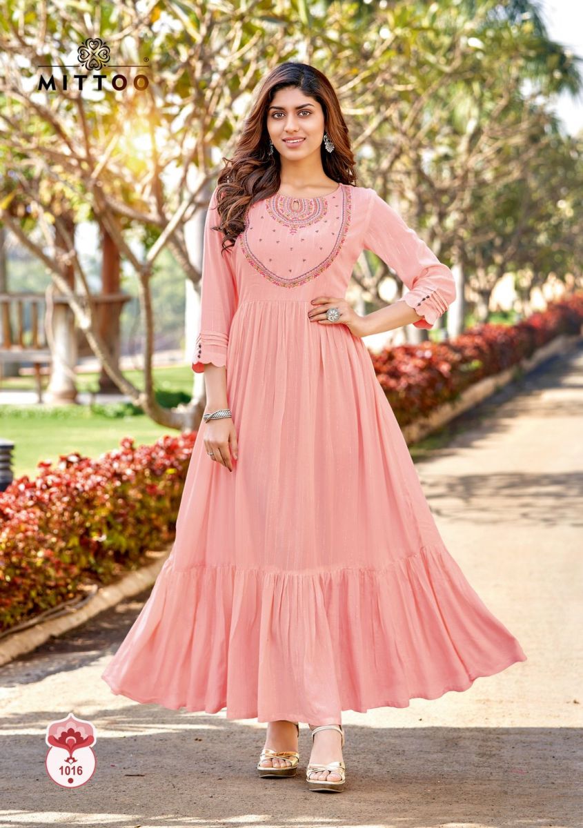 Mittoo Pakhi Rayon Fancy Embroidery Designer Kurtis Wholesaler Surat