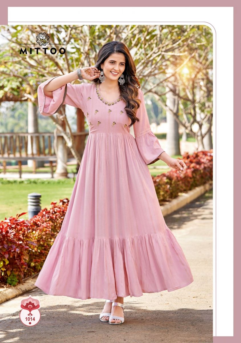 Mittoo Pakhi Rayon Fancy Embroidery Designer Kurtis Wholesaler Surat