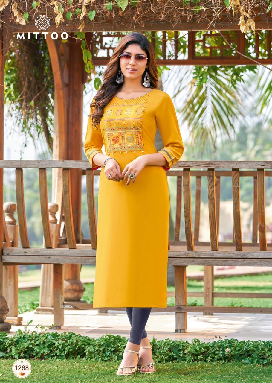 Mittoo Palak Vol 31 Rayon Fancy Designer Kurtis Wholesaler Surat