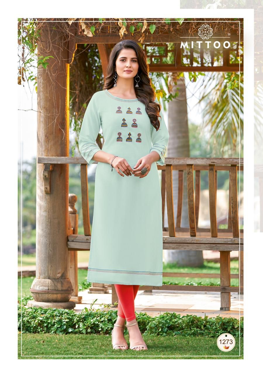 Mittoo Palak Vol 31 Rayon Fancy Designer Kurtis Wholesaler Surat