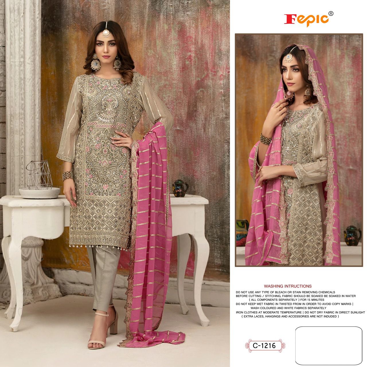 FEPIC ROSEMEEN C 1216 GEORGETTE HEAVY EMBROIDERD SUIT