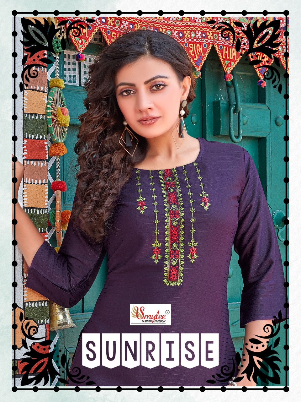 Smylee Fashion Sunrise Rayon Fancy Designer Kurtis Wholesaler Surat