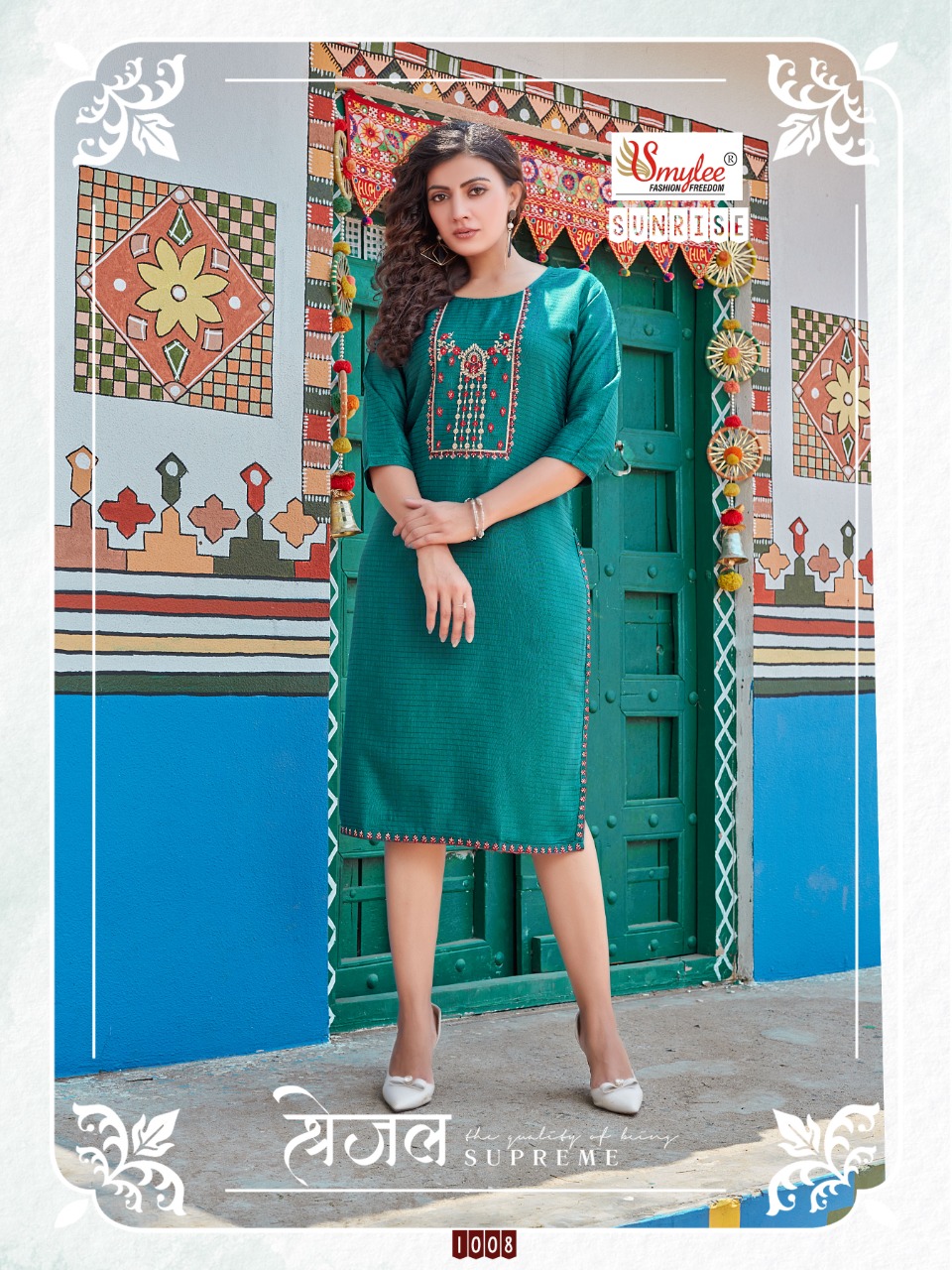 Smylee Fashion Sunrise Rayon Fancy Designer Kurtis Wholesaler Surat