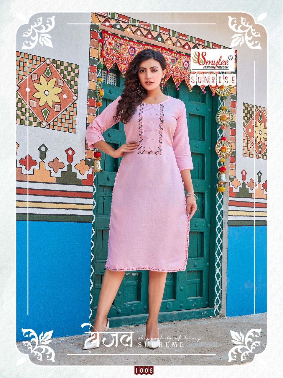 Smylee Fashion Sunrise Rayon Fancy Designer Kurtis Wholesaler Surat
