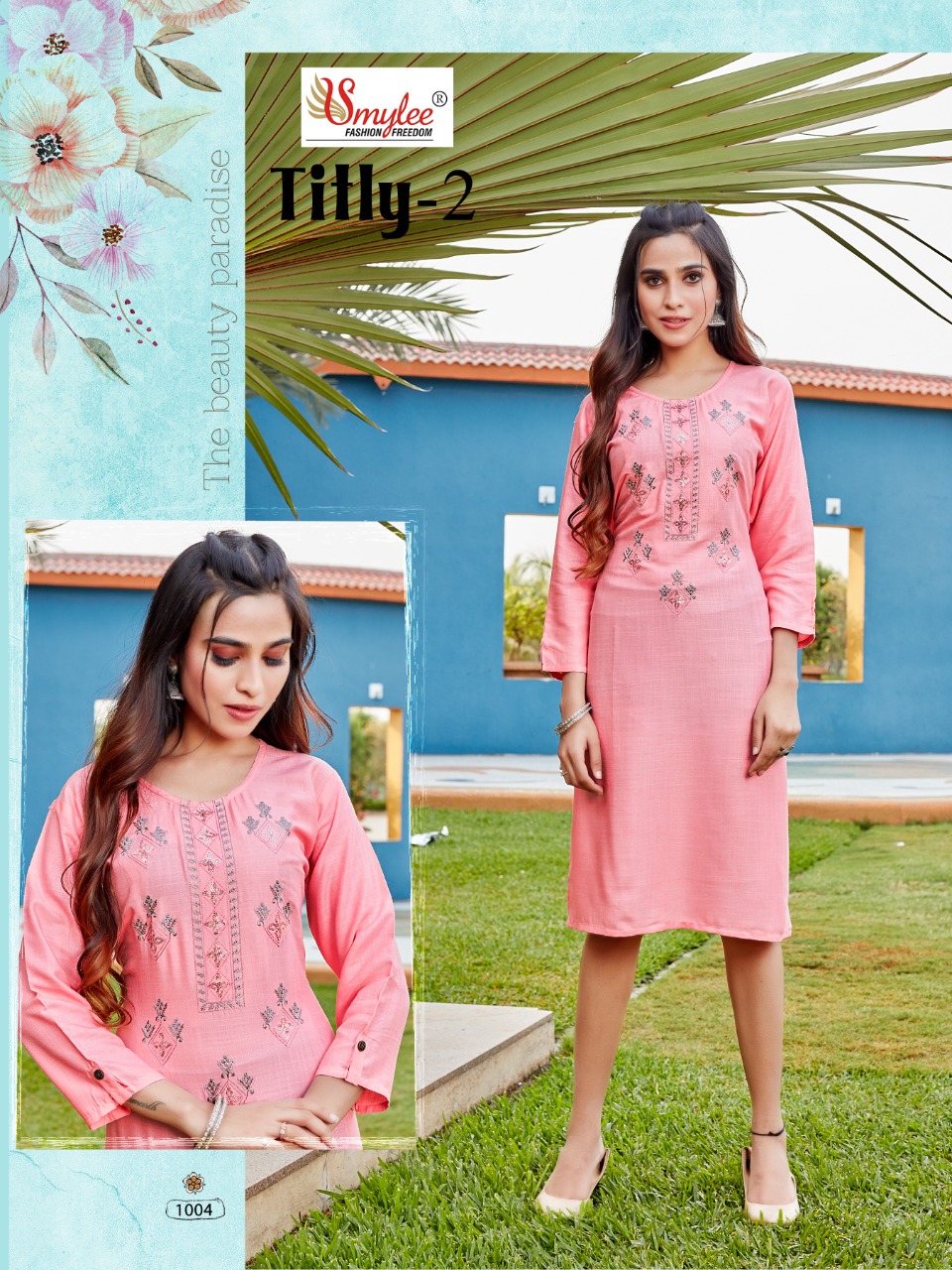 Smylee Fashion Titly Vol 2 Rayon Slub Fancy Embroidery Kurtis Wholesaler Surat