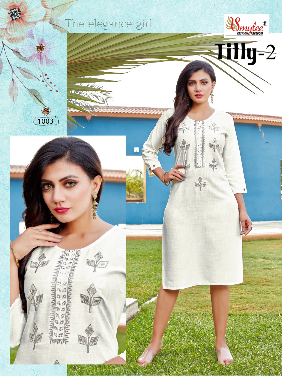 Smylee Fashion Titly Vol 2 Rayon Slub Fancy Embroidery Kurtis Wholesaler Surat