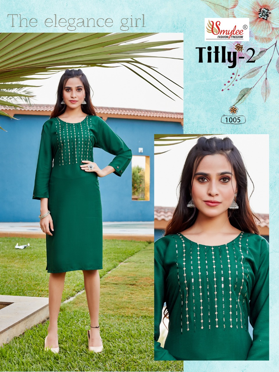 Smylee Fashion Titly Vol 2 Rayon Slub Fancy Embroidery Kurtis Wholesaler Surat