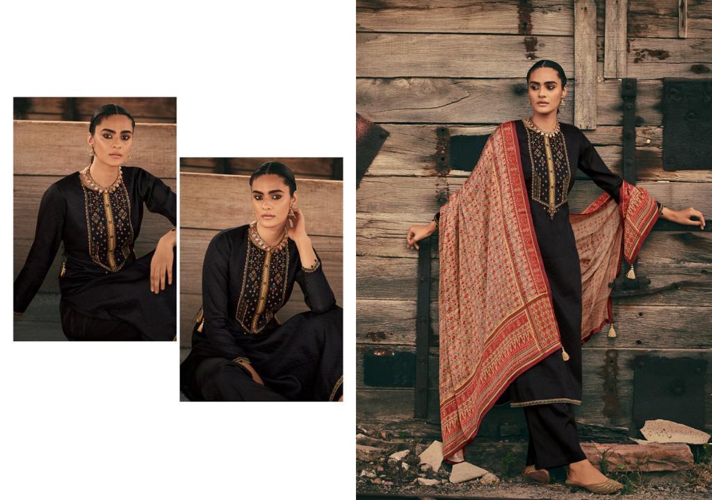 Varsha Ikat Tusser Silk With Embroidery Work Salwar Suits Wholesaler Surat