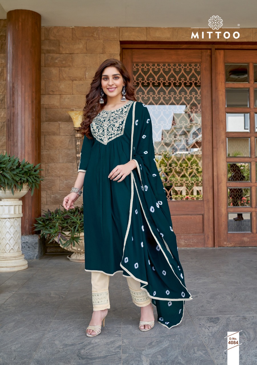 Mittoo Fashion Barkhaa Mull Cotton With Embroidery Work Long Anarkali Style Casual Wear Kurtis Wholesale Dealer Surat