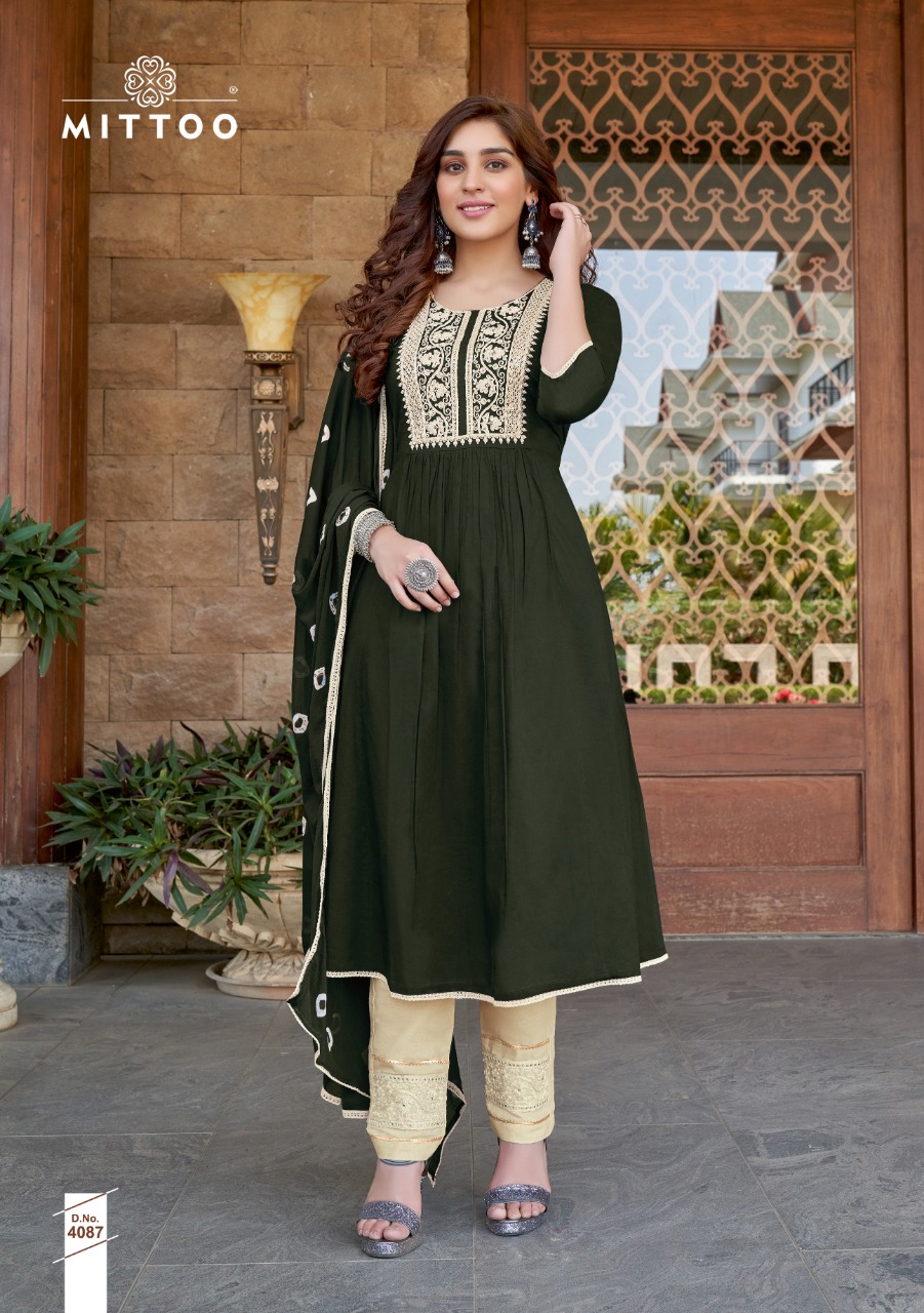 Mittoo Fashion Barkhaa Mull Cotton With Embroidery Work Long Anarkali Style Casual Wear Kurtis Wholesale Dealer Surat