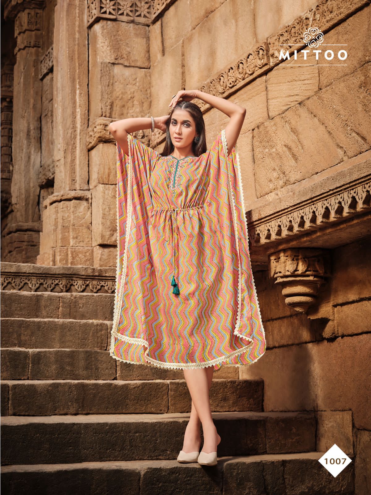 Mittoo Arohi Vol 2 Rayon Printed Stylish Western Style Kaftan Kurtis Wholesaler Surat