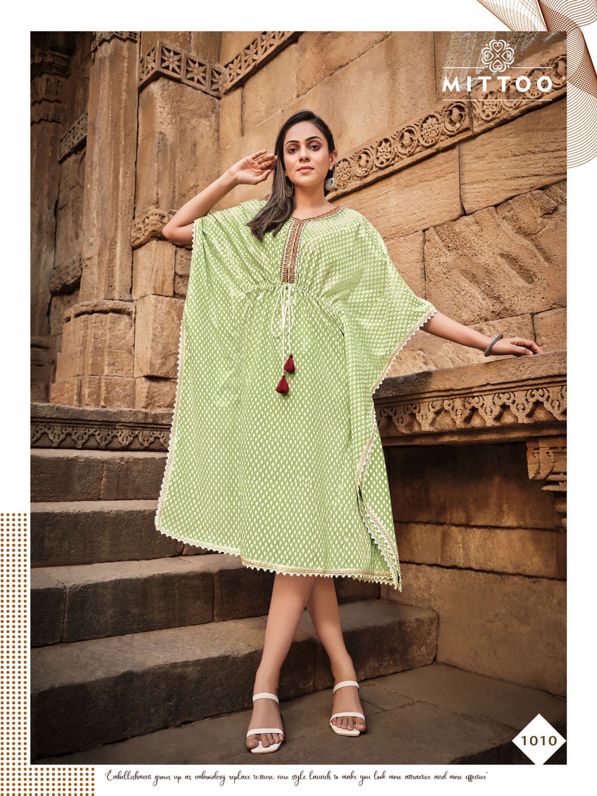 Mittoo Arohi Vol 2 Rayon Printed Stylish Western Style Kaftan Kurtis Wholesaler Surat