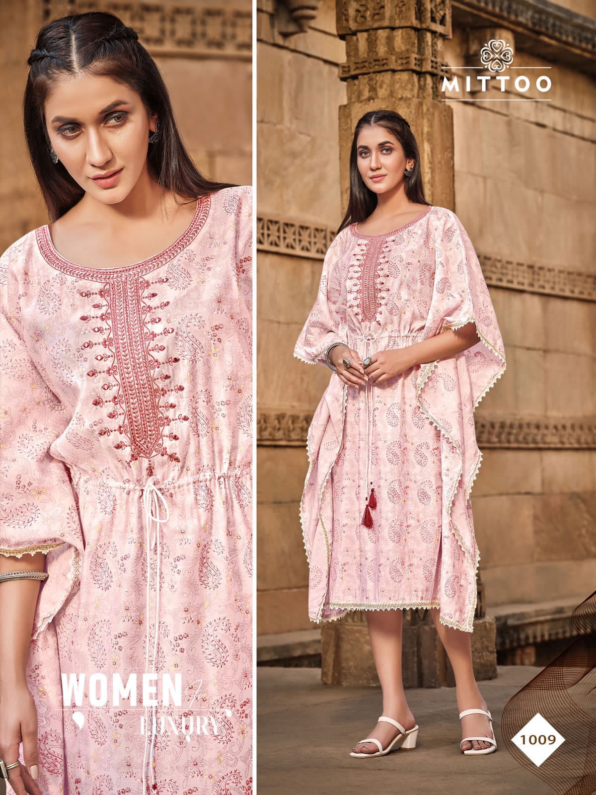 Mittoo Arohi Vol 2 Rayon Printed Stylish Western Style Kaftan Kurtis Wholesaler Surat
