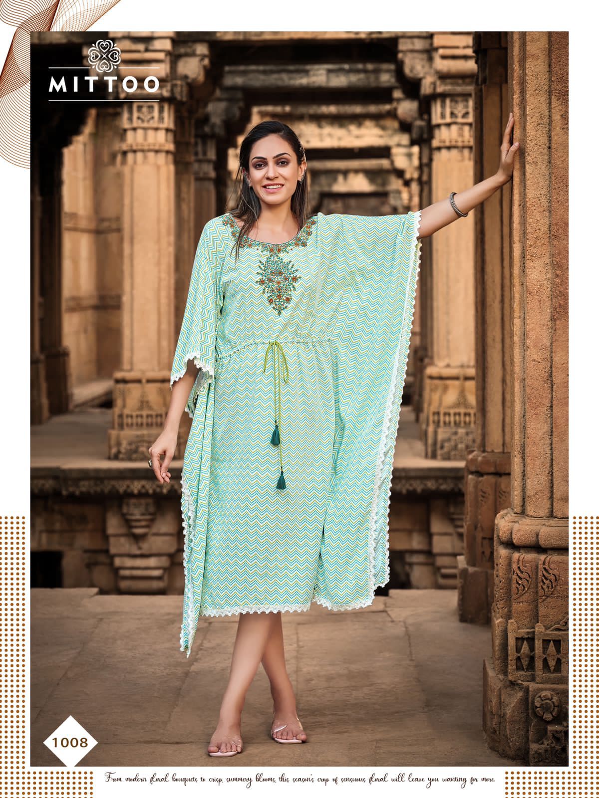 Mittoo Arohi Vol 2 Rayon Printed Stylish Western Style Kaftan Kurtis Wholesaler Surat