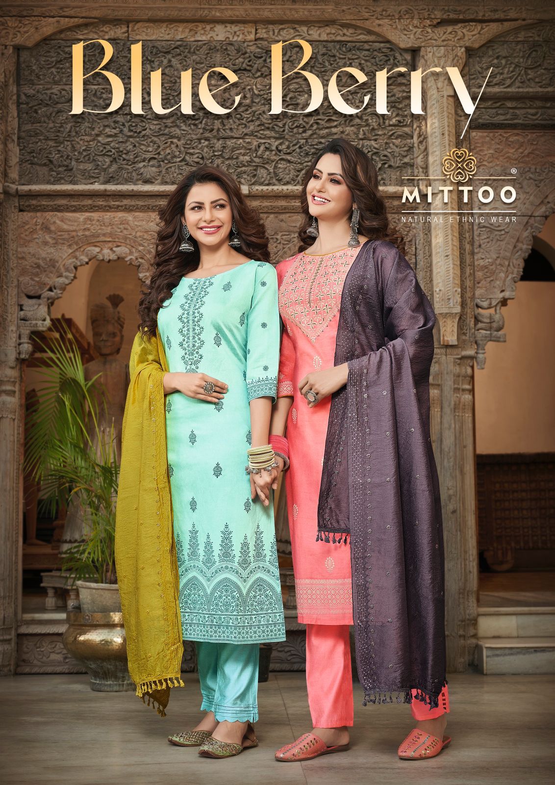 Mittoo Blue Berry Viscose Embroidery Designer Kurti Combo Set Wholesaler Surat