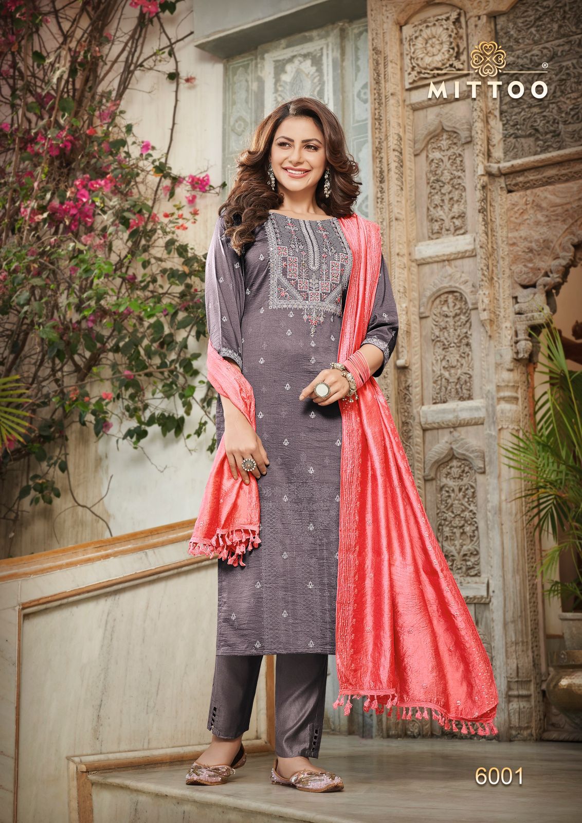 Mittoo Blue Berry Viscose Embroidery Designer Kurti Combo Set Wholesaler Surat