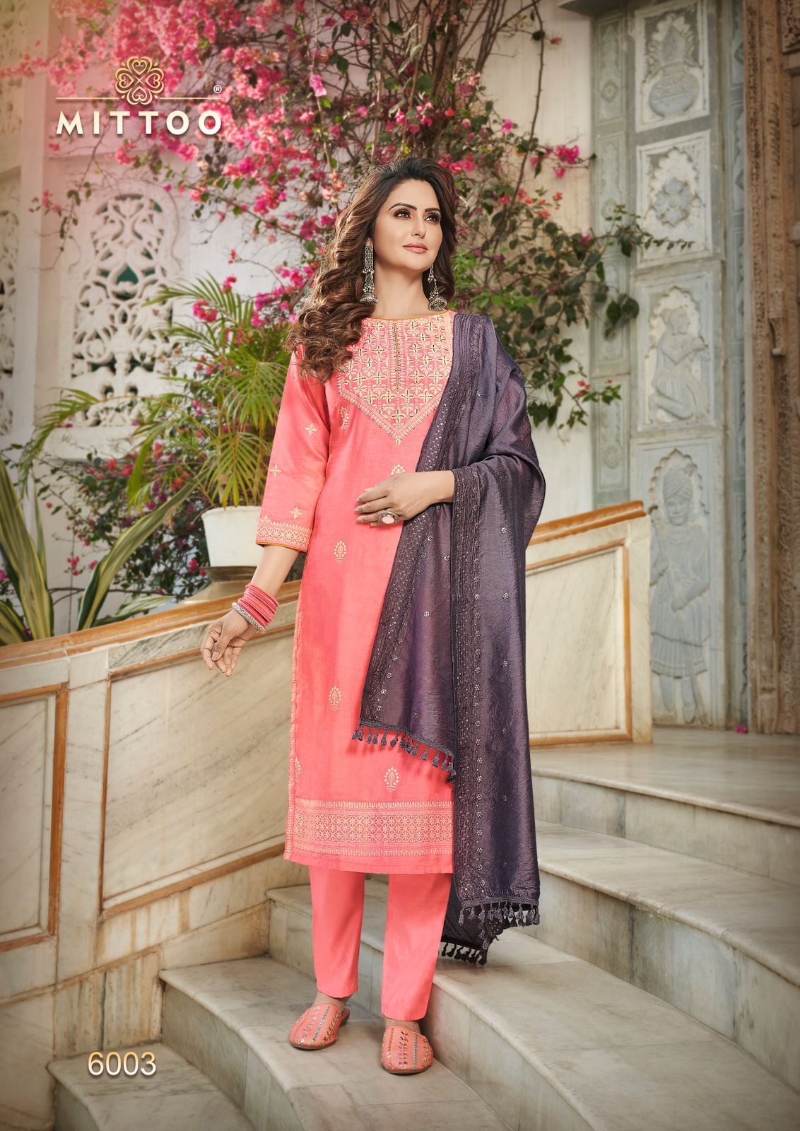 Mittoo Blue Berry Viscose Embroidery Designer Kurti Combo Set Wholesaler Surat