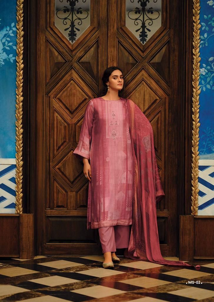 Varsha Miesha Russian Silk Digitaly Print With Hand Work Designer Suits Wholesaler Surat