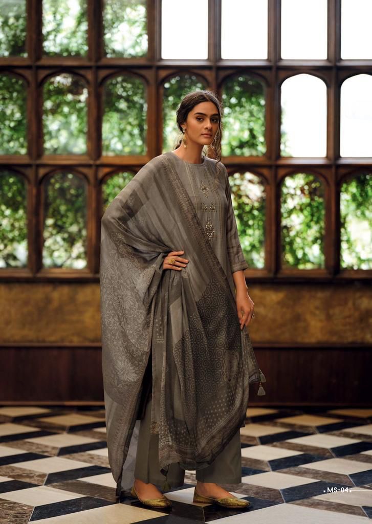 Varsha Miesha Russian Silk Digitaly Print With Hand Work Designer Suits Wholesaler Surat